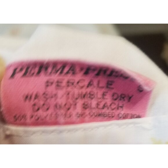 Sears Roebuck Vintage Full Flat Sheet White Pink Flowers 81x104 Perma Prest Perc - Picture 6 of 11